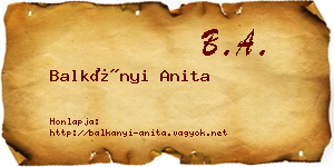Balkányi Anita névjegykártya