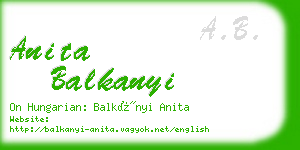 anita balkanyi business card